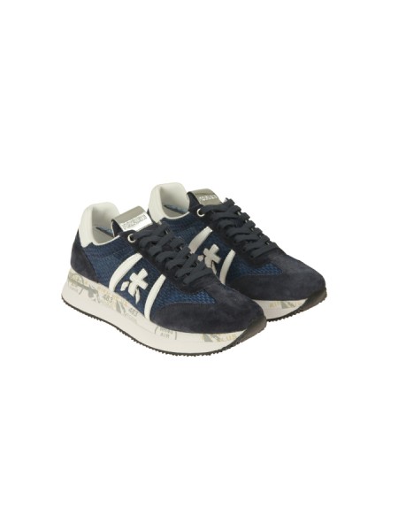 Sneakers Premiata in camoscio e tessuto dettagli in pelle fondo gomma